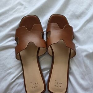 A New Day Women's Tan Slide Sandals